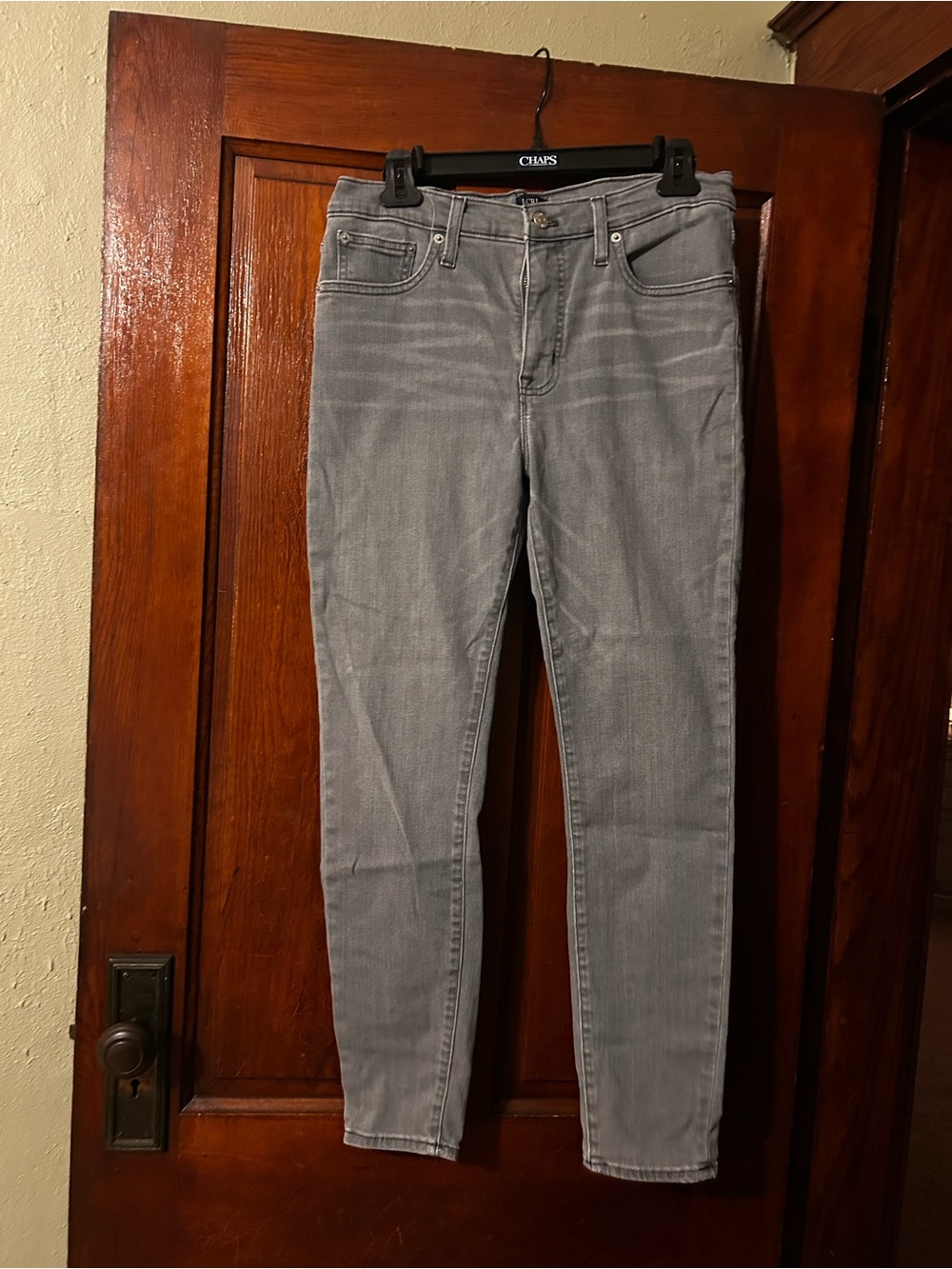 J.Crew High-Rise Skinny Jeans in Light Gray